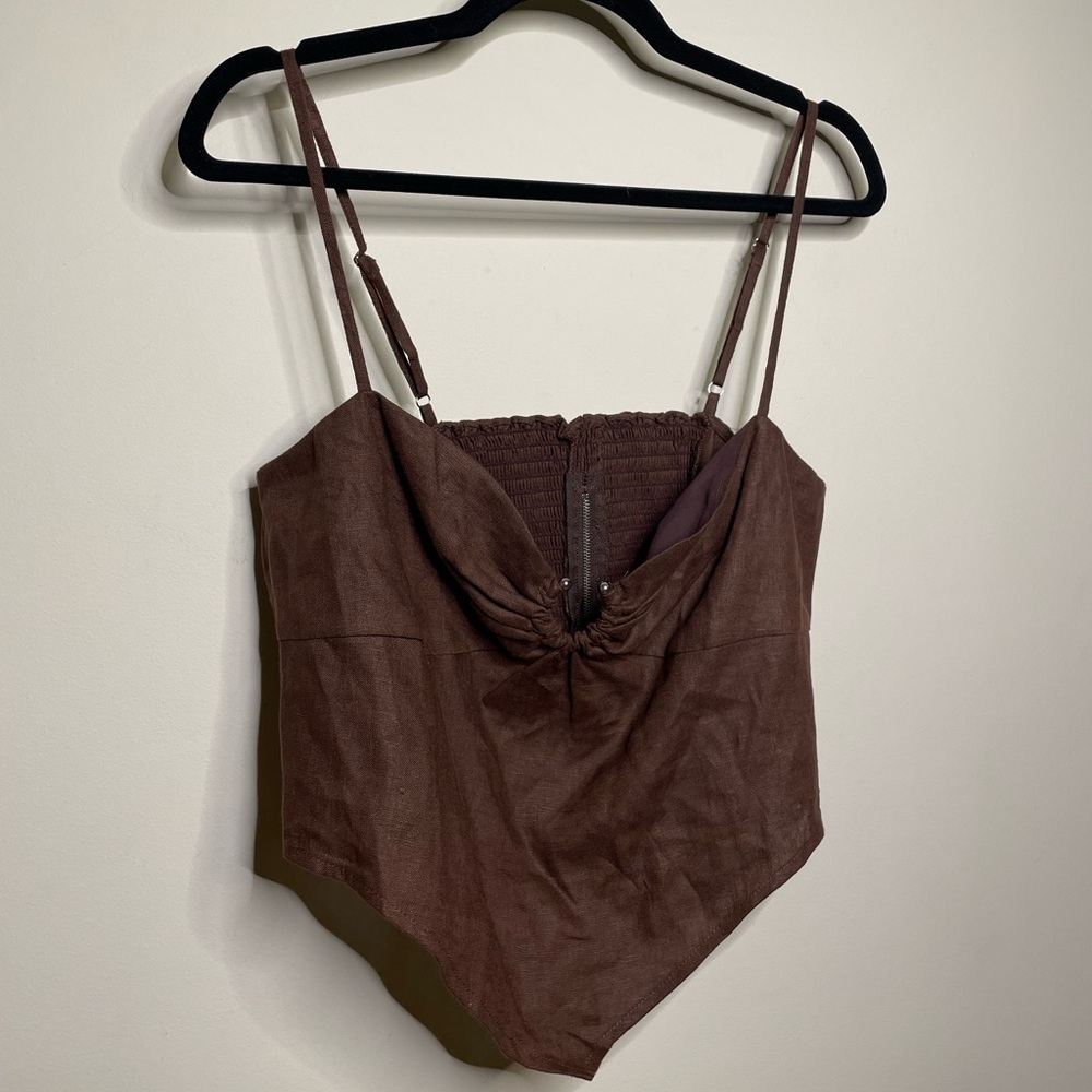 REFORMATION Sansa cropped embellished linen top - Picture 3 of 6